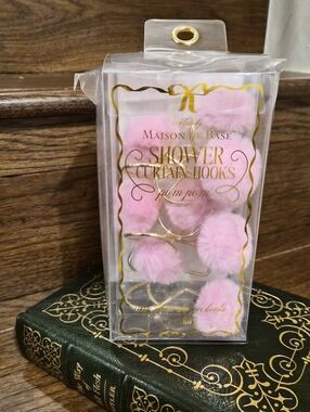 Maison De Base Pink Pom Pom Shower Curtain Hooks NWT